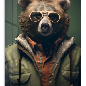 Cool Bear in Sunglasses – Premium Metal Wall Art