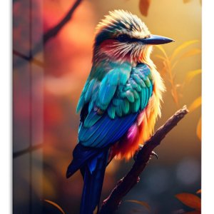 Sunlit Turquoise Kingfisher – Premium Metal Wall Art