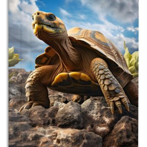 Desert Tortoise Under Blue Skies – Premium Metal Wall Art