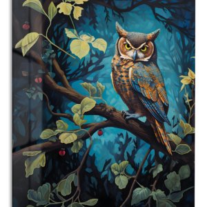 Twilight Owl in Forest Canopy – Premium Metal Wall Art