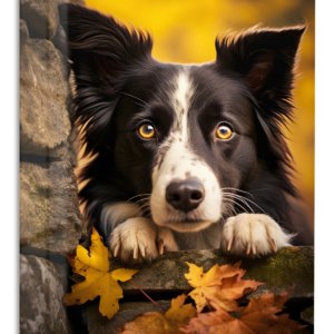 Autumn Puppy Peek – Premium Metal Wall Art