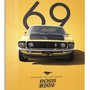 1969 Yellow Mustang Boss 302 – Premium Metal Wall Art