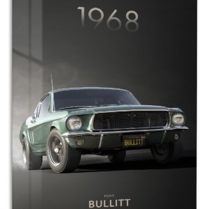 1968 Green Ford Mustang Bullitt – Premium Metal Wall Art