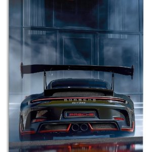 Black Porsche GT3 RS Rear View – Premium Metal Wall Art