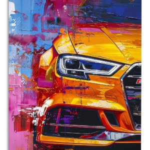 Orange Performance Coupe Pop Art – Premium Metal Wall Art