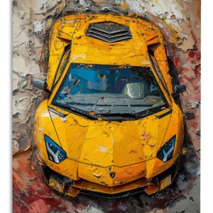 Yellow Supercar Paint Burst – Premium Metal Wall Art