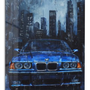 Midnight Blue City Cruiser – Premium Metal Wall Art
