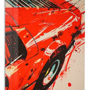 Red Sports Car Splash – Premium Metal Wall Art