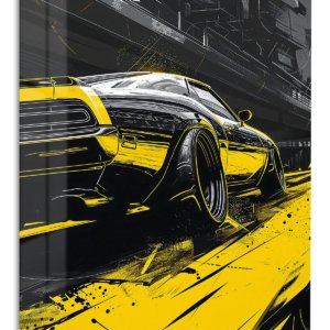 Yellow Street Racer – Premium Metal Wall Art