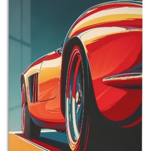 Red Sports Car Detail – Premium Metal Wall Art