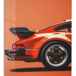 Red Sports Car Rear Detail – Premium Metal Wall Art