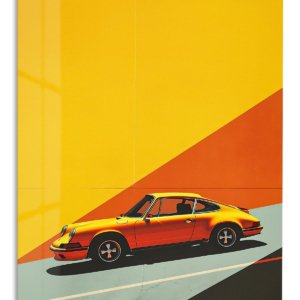 Sunset Classic Sports Coupe – Premium Metal Wall Art