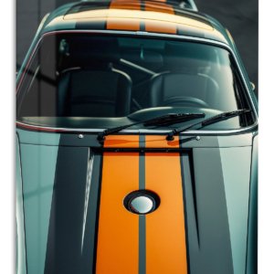 Orange Stripe Classic Car – Premium Metal Wall Art