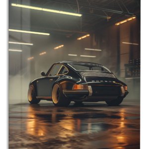 Midnight Workshop Sports Coupe – Premium Metal Wall Art