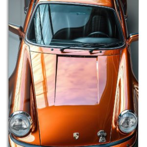 Burnished Orange Classic Sports Car – Premium Metal Wall Art