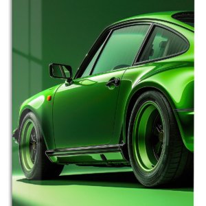 Emerald Sports Car Detail – Premium Metal Wall Art