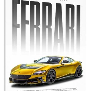 Ferrari Mansory Roma Gold Performance Poster – Premium Metal Wall Art