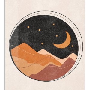 Crescent Moon Desert Layers – Premium Metal Wall Art