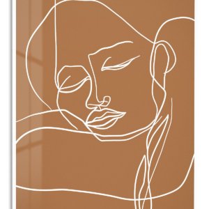 Terracotta Contour Face – Premium Metal Wall Art