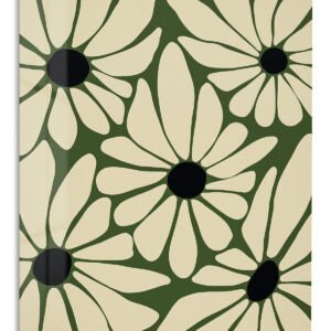 Olive Daisy Bloom Pattern – Premium Metal Wall Art