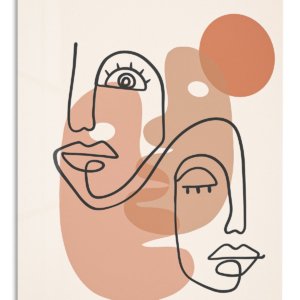 Terracotta Abstract Faces – Premium Metal Wall Art