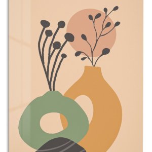 Earth Tone Botanical Vessels Premium Metal Wall Art 2