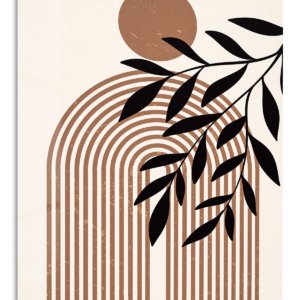 Terracotta Sun and Olive Branch – Premium Metal Wall Art
