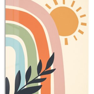 Sunlit Rainbow Leaves – Premium Metal Wall Art