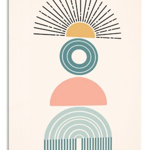 Retro Sun and Arch Balance – Premium Metal Wall Art