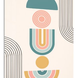 Pastel Geometric Balance – Premium Metal Wall Art