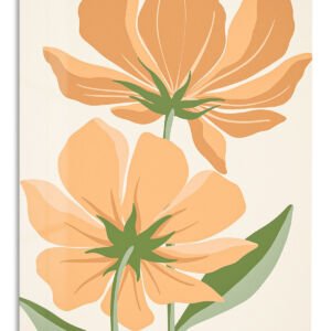 Peach Wildflower Pair – Premium Metal Wall Art