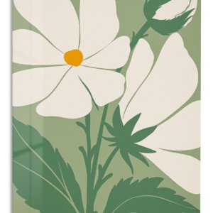 Ivory Wildflower Silhouette – Premium Metal Wall Art
