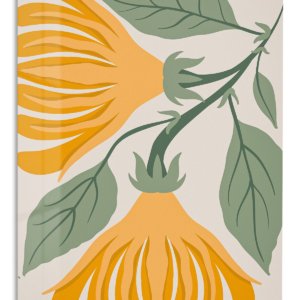 Golden Botanical Bells – Premium Metal Wall Art