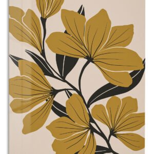 Ochre Botanical Bloom – Premium Metal Wall Art