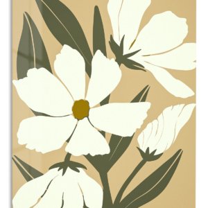 Cream Botanical Bloom – Premium Metal Wall Art