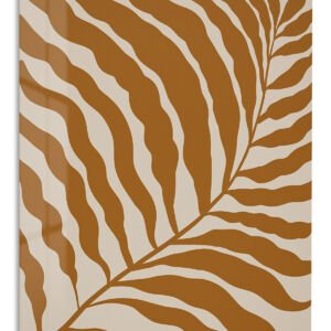 Ochre Fern Silhouette – Premium Metal Wall Art