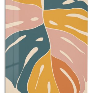 Earthtone Tropical Leaves – Premium Metal Wall Art