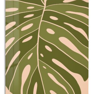 Olive Monstera Silhouette – Premium Metal Wall Art