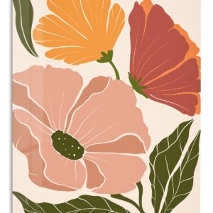 Warm Botanical Bloom – Premium Metal Wall Art