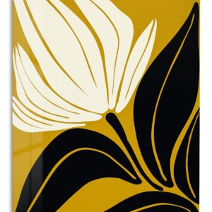 Golden Abstract Bloom – Premium Metal Wall Art
