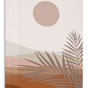 Terracotta Sun and Palm Fronds – Premium Metal Wall Art