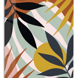 Golden Sun Botanical Shapes – Premium Metal Wall Art