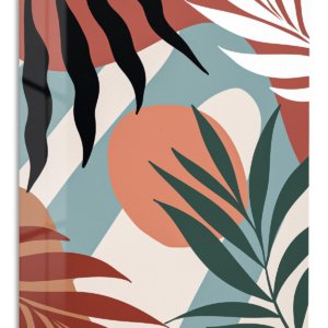 Terracotta Tropical Leaves – Premium Metal Wall Art