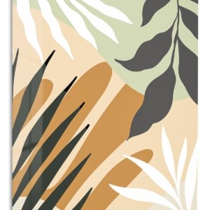 Earthy Tropical Leaves – Premium Metal Wall Art