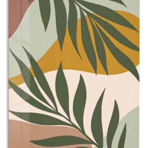 Earthy Tropical Leaves – Premium Metal Wall Art