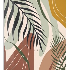 Earthy Tropical Leaves – Premium Metal Wall Art