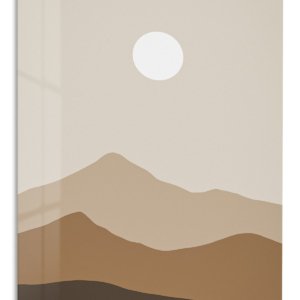 Earth Tone Mountain Sun – Premium Metal Wall Art
