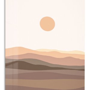 Terracotta Sun Over Layered Hills – Premium Metal Wall Art