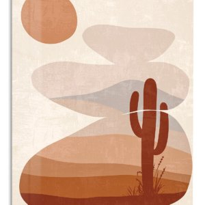Terracotta Desert Cactus – Premium Metal Wall Art