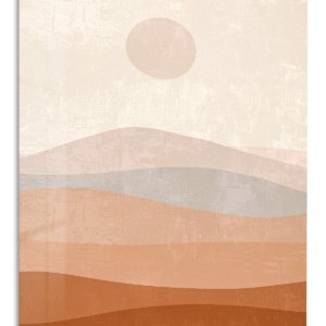 Terracotta Sun Over Layered Hills – Premium Metal Wall Art